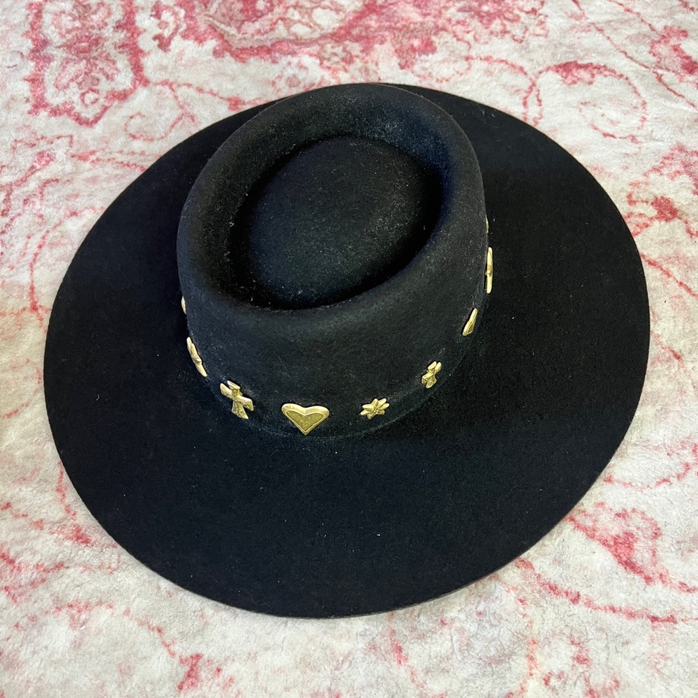Lack Of Color Black Hat with Gold Details